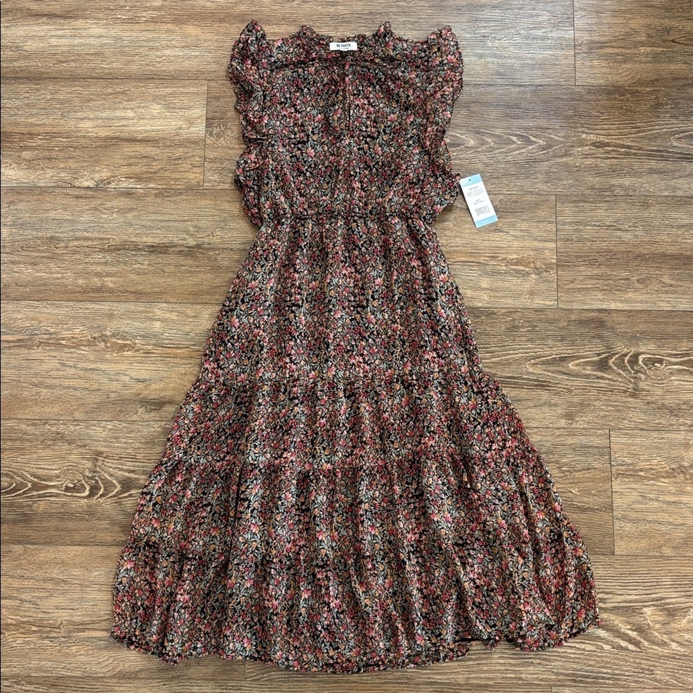 BB Dakota Steve Madden Ditsy Tiered Ruffle Dress Floral Print Women's Size L NWT